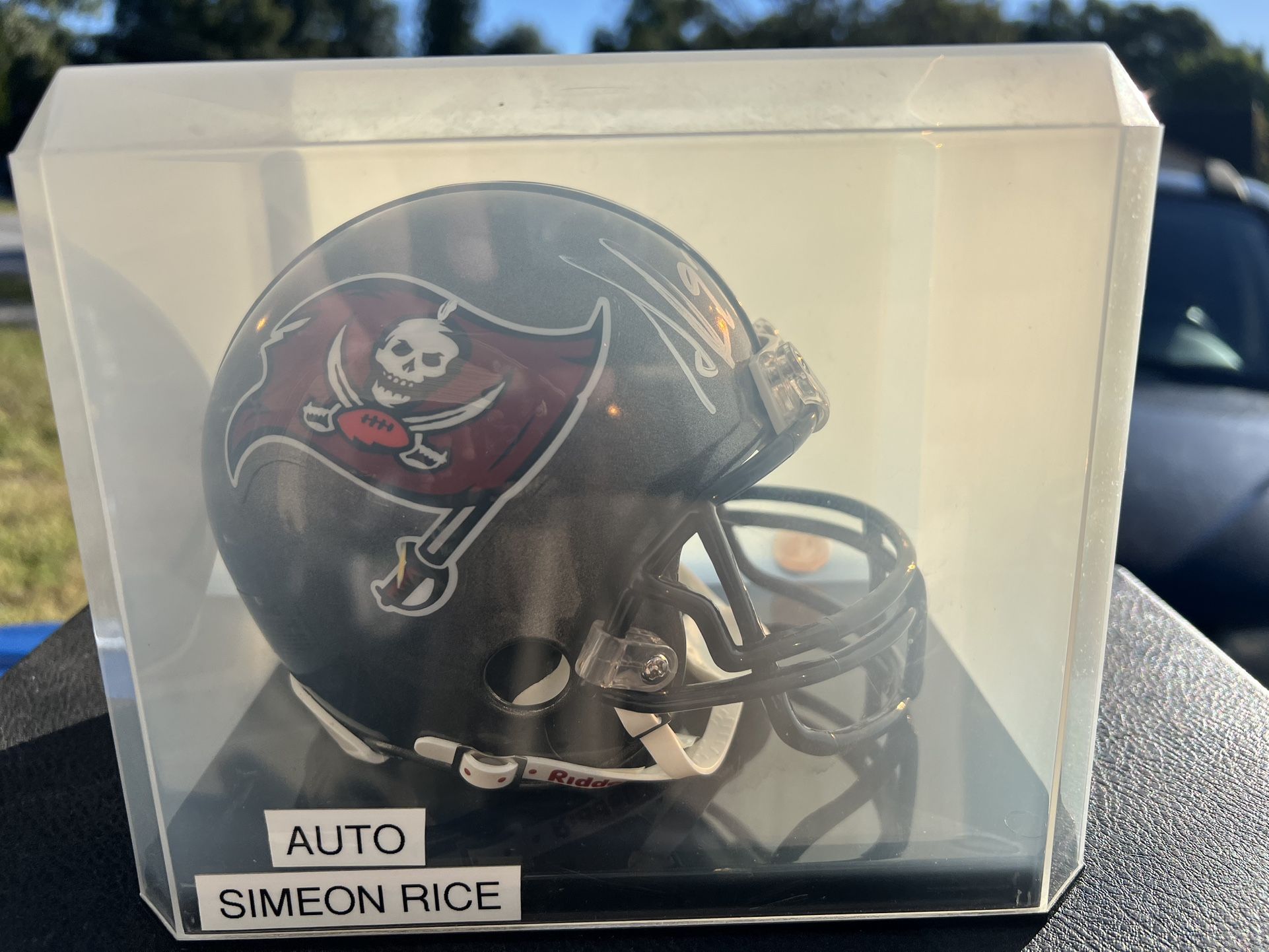 Simeon rice, autograph, mini helmet