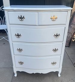 Vintage White French Provincial Dresser with Gold Toned Hardware - 33x18x45 ½