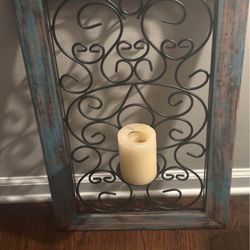Distressed Wooden Frame Sconce Candle Holder