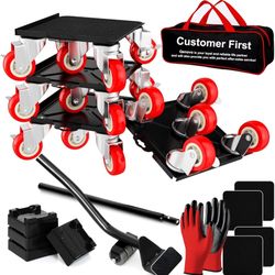 Furniture Dolly Set 5 Wheels Heavy Duty, Furniture Movers with Silent Rubber Wheels, 360° Rotation with Brake, 1400Lbs Load Capacity, Furniture Lifter