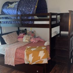 Dark Cherry Wood Bunkbed 