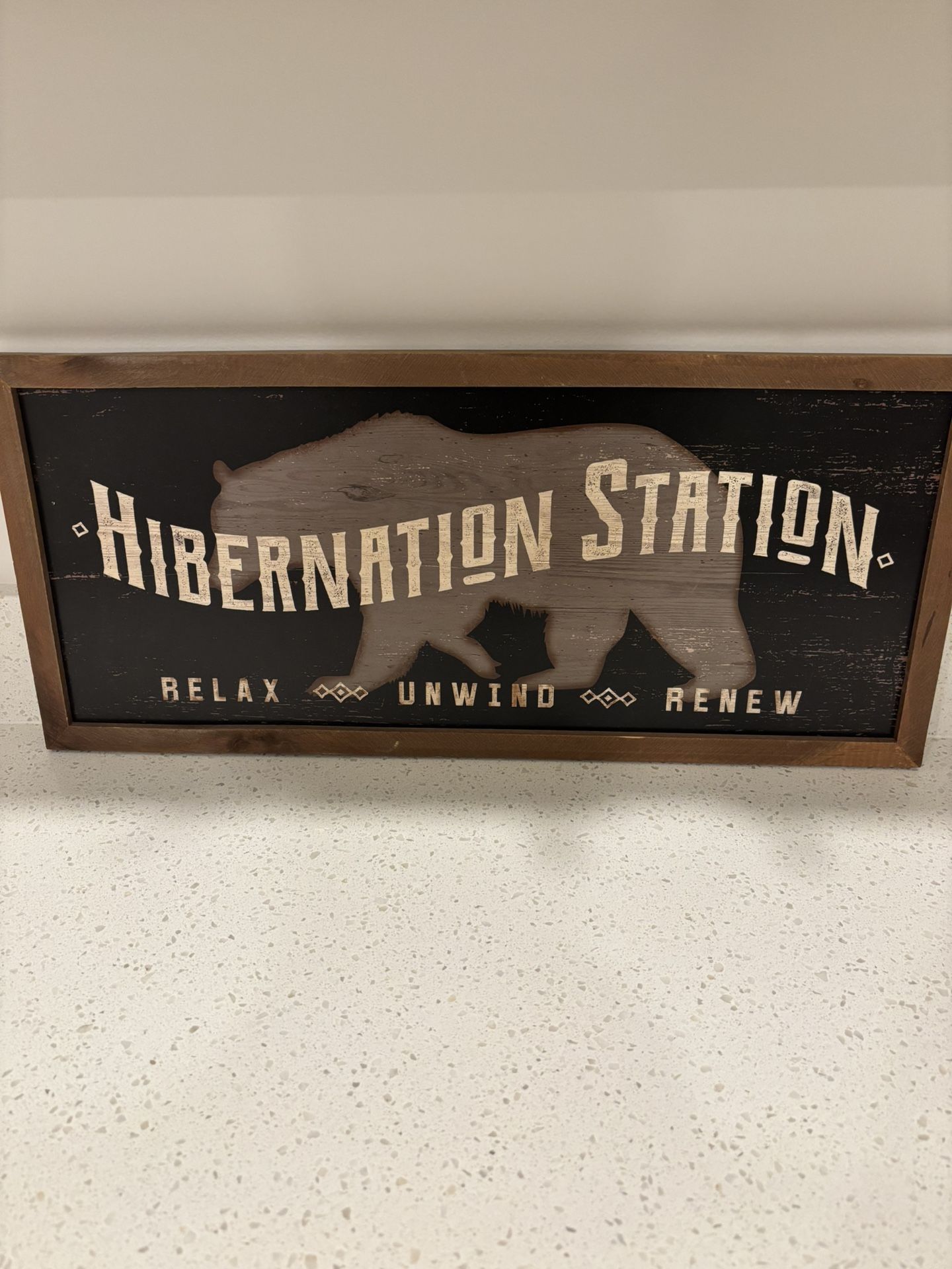 Home Decor Hibernation Station Renew Relax Unwind Bear Cabin Decor Rustic