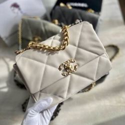 Chanel 19 Genuine leather White Milk Color