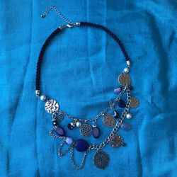 Country Blue Statement Necklace