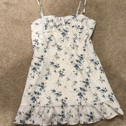 White Dress With Blue Florals Size Small