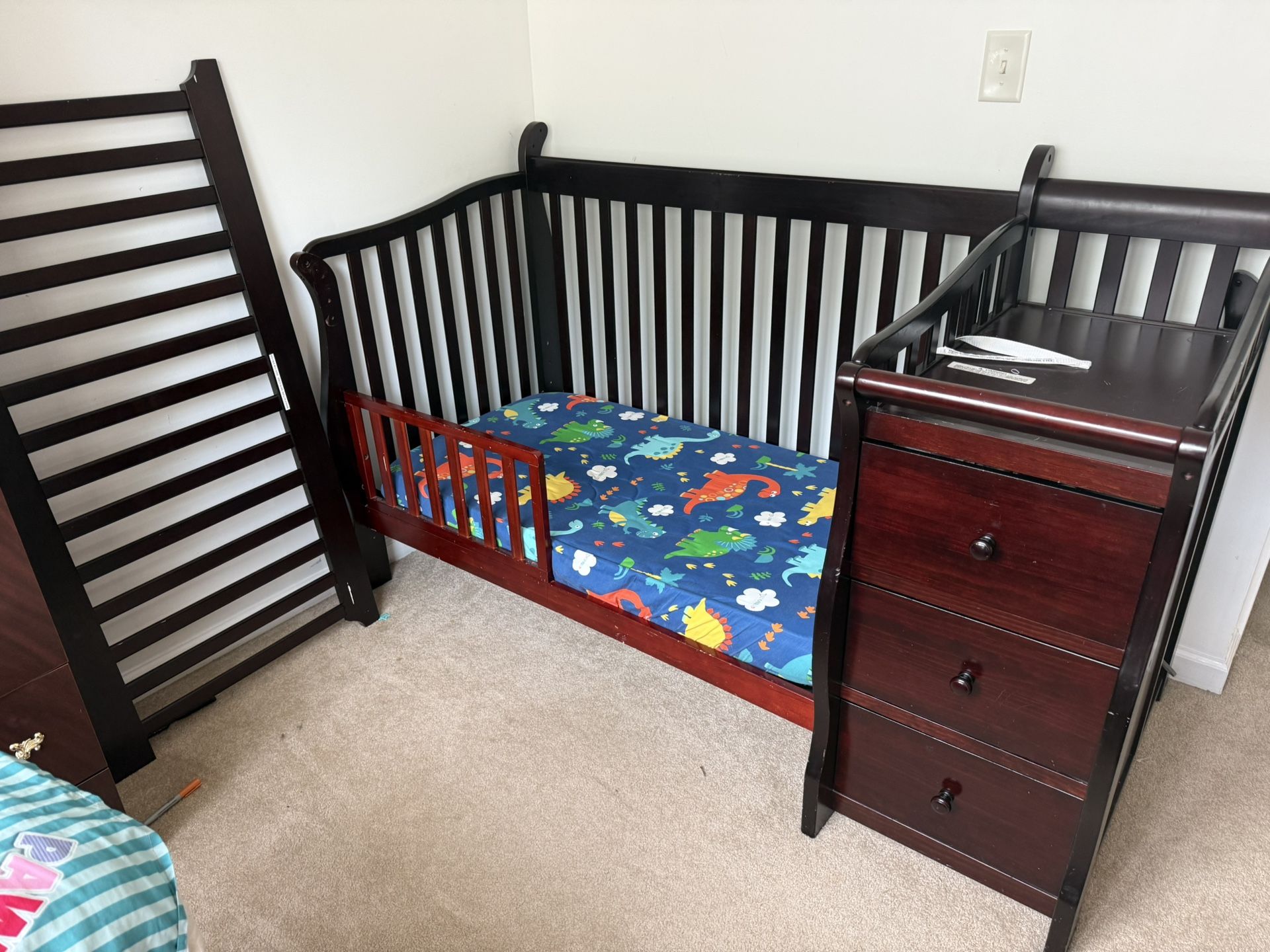 Baby Crib and changing table with dresser