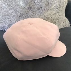 Pink newsboy cap hat faux suede one size