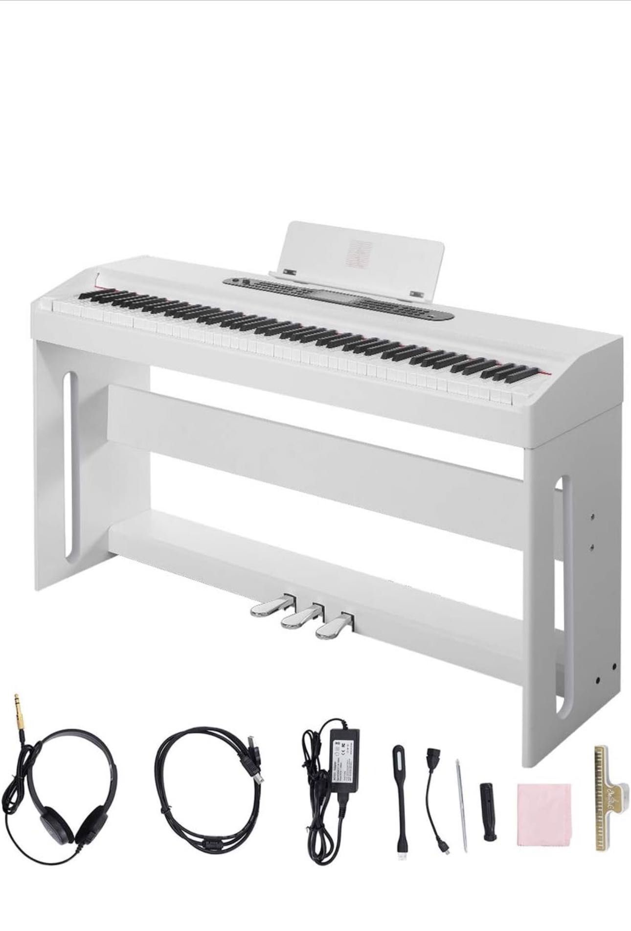 ✌️ Digital Piano,BELIFEGLORY 88 Key Electric Piano Home Piano Electric Keyboard for Beginner Adults with 3 Pedal Board,Music Stand,Power Adapter, Head