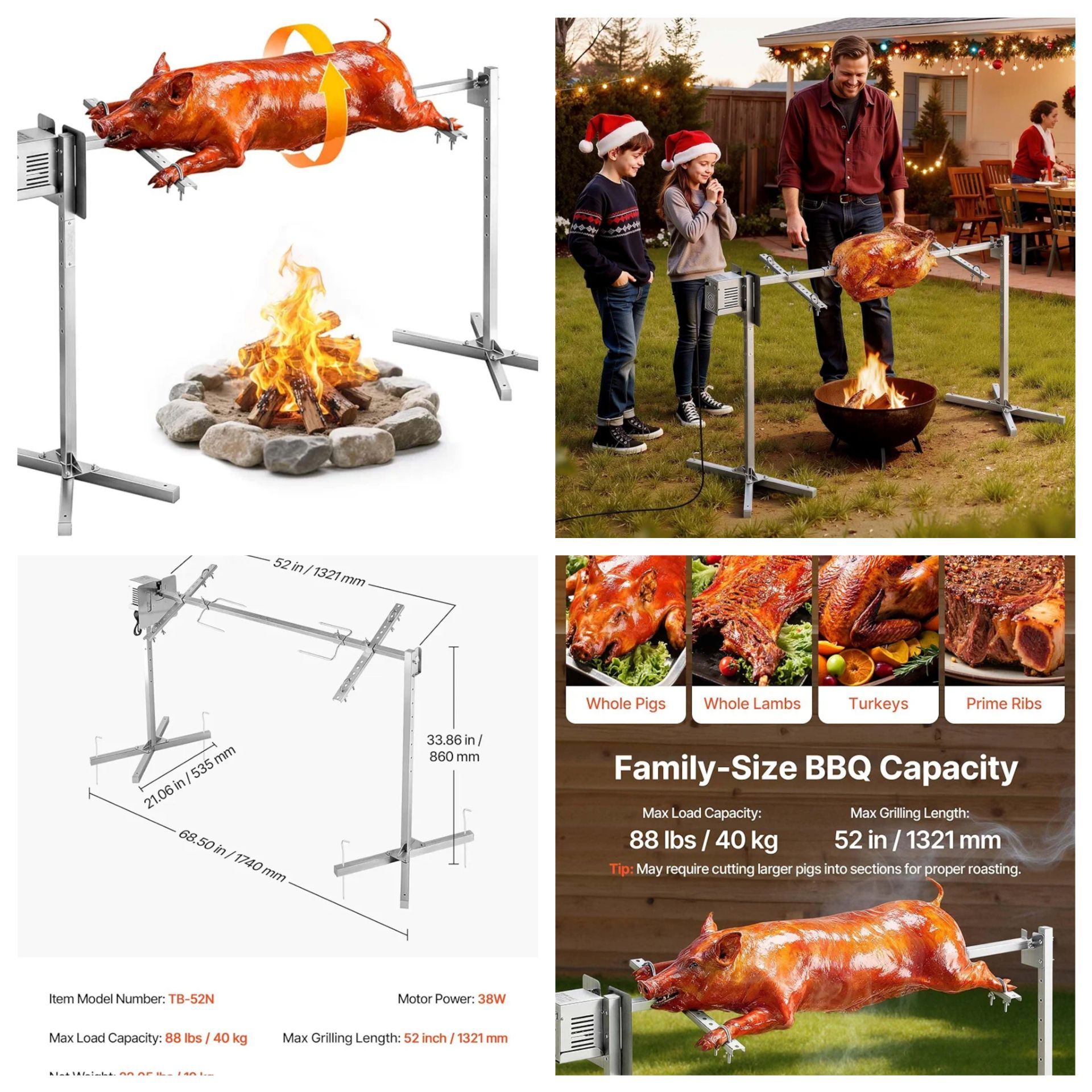 52in Electric Rotisserie Grill Kit
