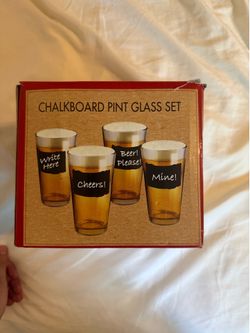 Chalkboard pint glass set of 4