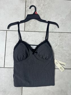 Boundaries Gray Lace Trim Cami Top