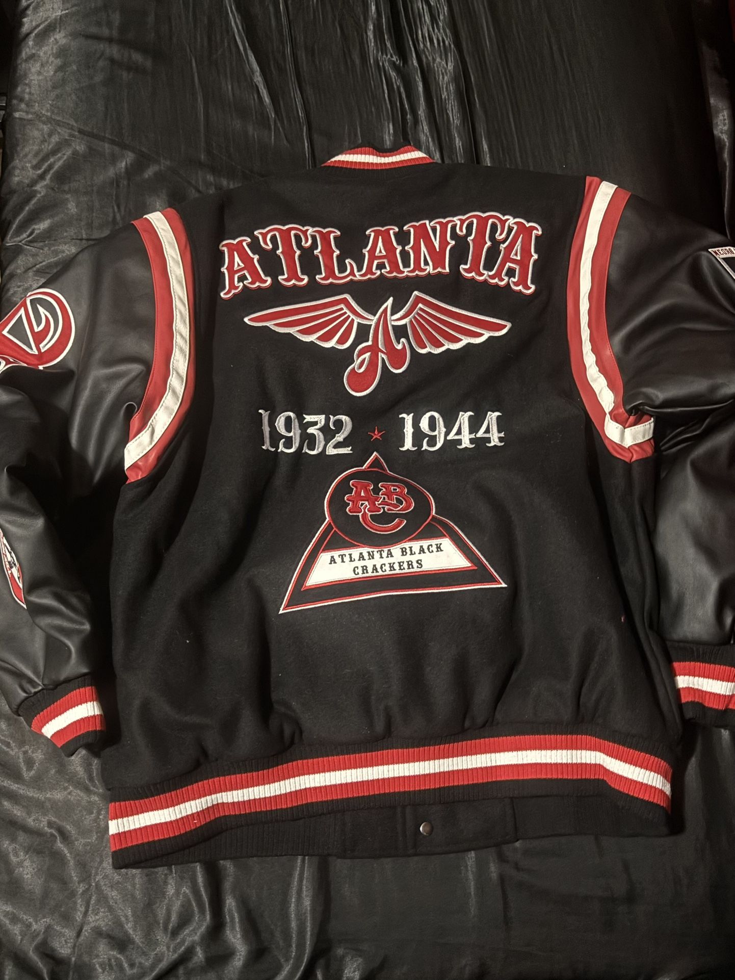 Atlanta Black Crackers Leather Patch Varsity Jacket