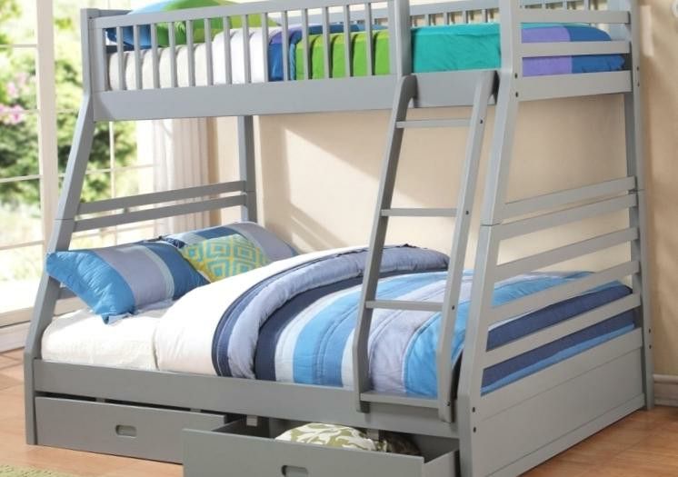 Bunk bed Twin Full with Storage drawers Free Mattress NAVY OR GRAY