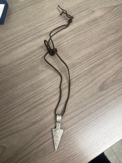 Rustic Silver Arrowhead Pendant Cord Necklace – Unisex / Tribal Style
