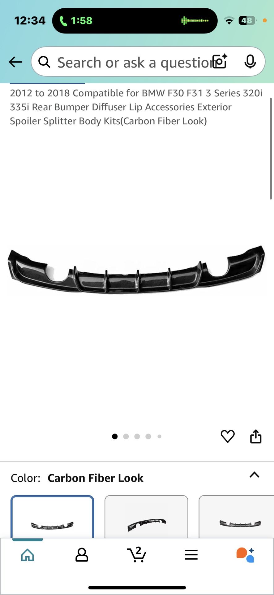 2012 to 2018 Compatible for BMW F30 F31 3 Series 320i 335i Rear Bumper Diffuser Lip Accessories Exterior Spoiler Splitter Body Kits(Carbon Fiber Look)