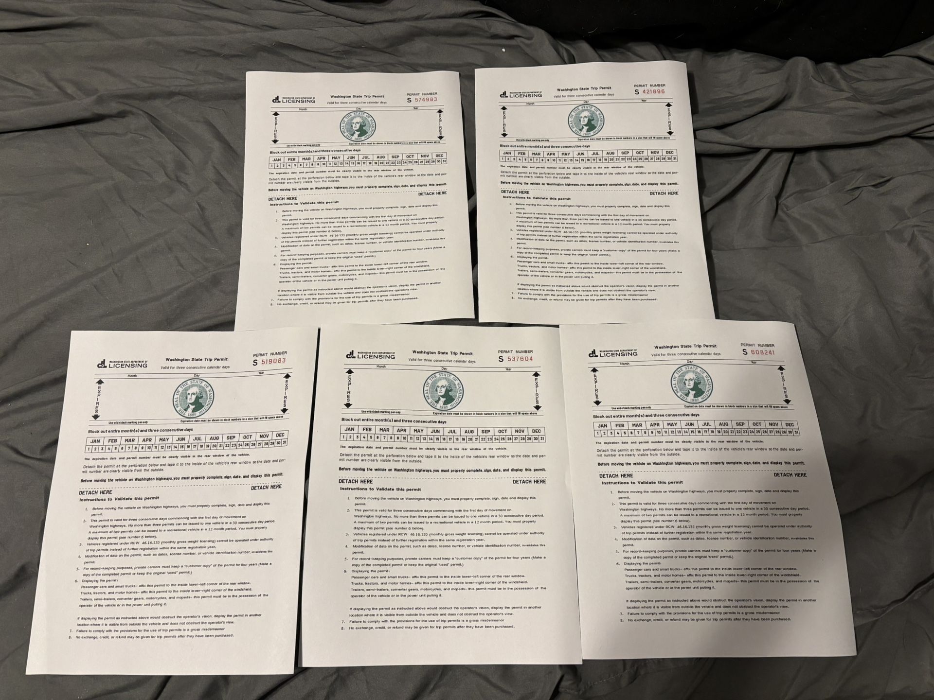 Washington State Trip Permit