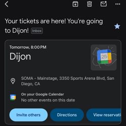 Dijon San Diego 1 Ticket 10/25