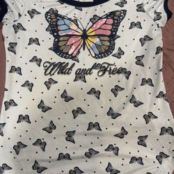 Girls Butterfly Shirt Size M