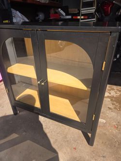 Black and wood Cabinet glass door