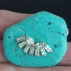 Sterling silver 925~CZ turquoise pin