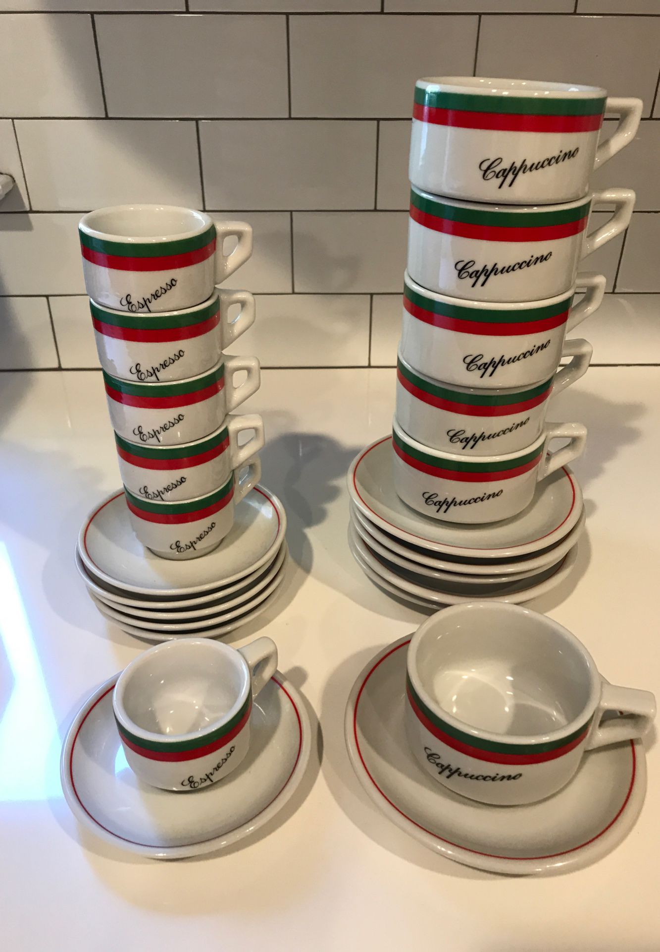 Espresso and cappuccino cups and saucers