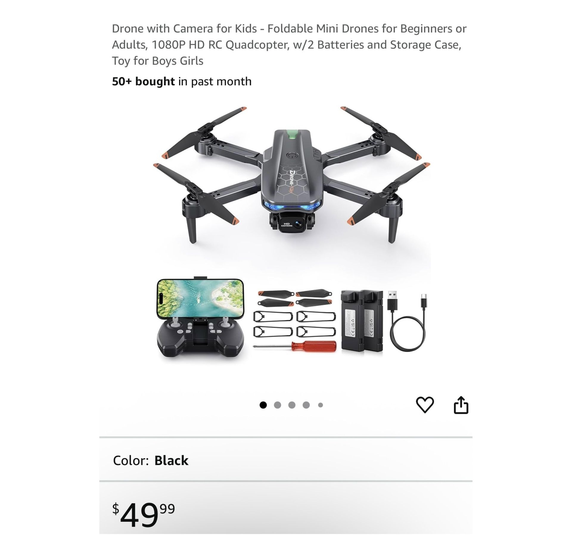 Brand new Drone with Camera for Kids - Foldable Mini Drones for Beginners or Adults, 1080P HD RC Quadcopter, w/2 Batteries and Storage Case, Toy for B