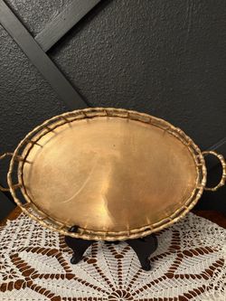 Vintage brass bamboo tray