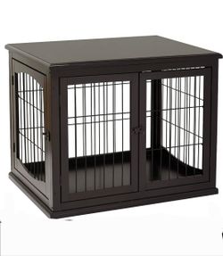 Dog Crate Furniture, 32" ~NEW~Small Dog Cage End Table with 2 Doors, Lockable Door, Puppy Kennel Indoor, Coffee