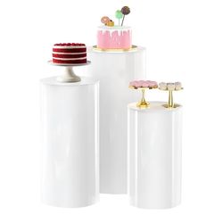 White Cylinders Pedestals Stands