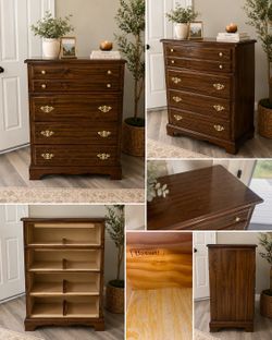 Refinished solid wood tall Basset chest of drawers | Dresser | 5- Drawer Chest