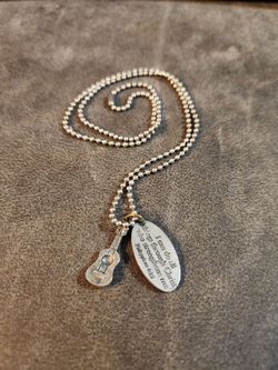 Christian Guitar Charm Necklace Featuring Philippians 4:13 Bible Verse