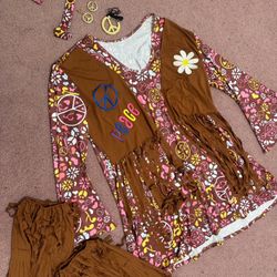 New 3xl Hippie Hippy 60s Fringe Costume Dress Accessories Outfit 