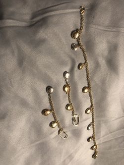14/20 gold filled anklet and earrings set(new)