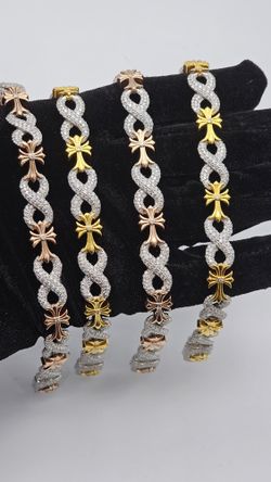 CHROME HEART AND INFINITY LINK BRACELETS MOISSANITE 