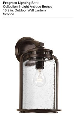 Progress Lighting Botta Collection 1-Light Antique Bronze 13.9 in. Outdoor Wall Lantern Sconce