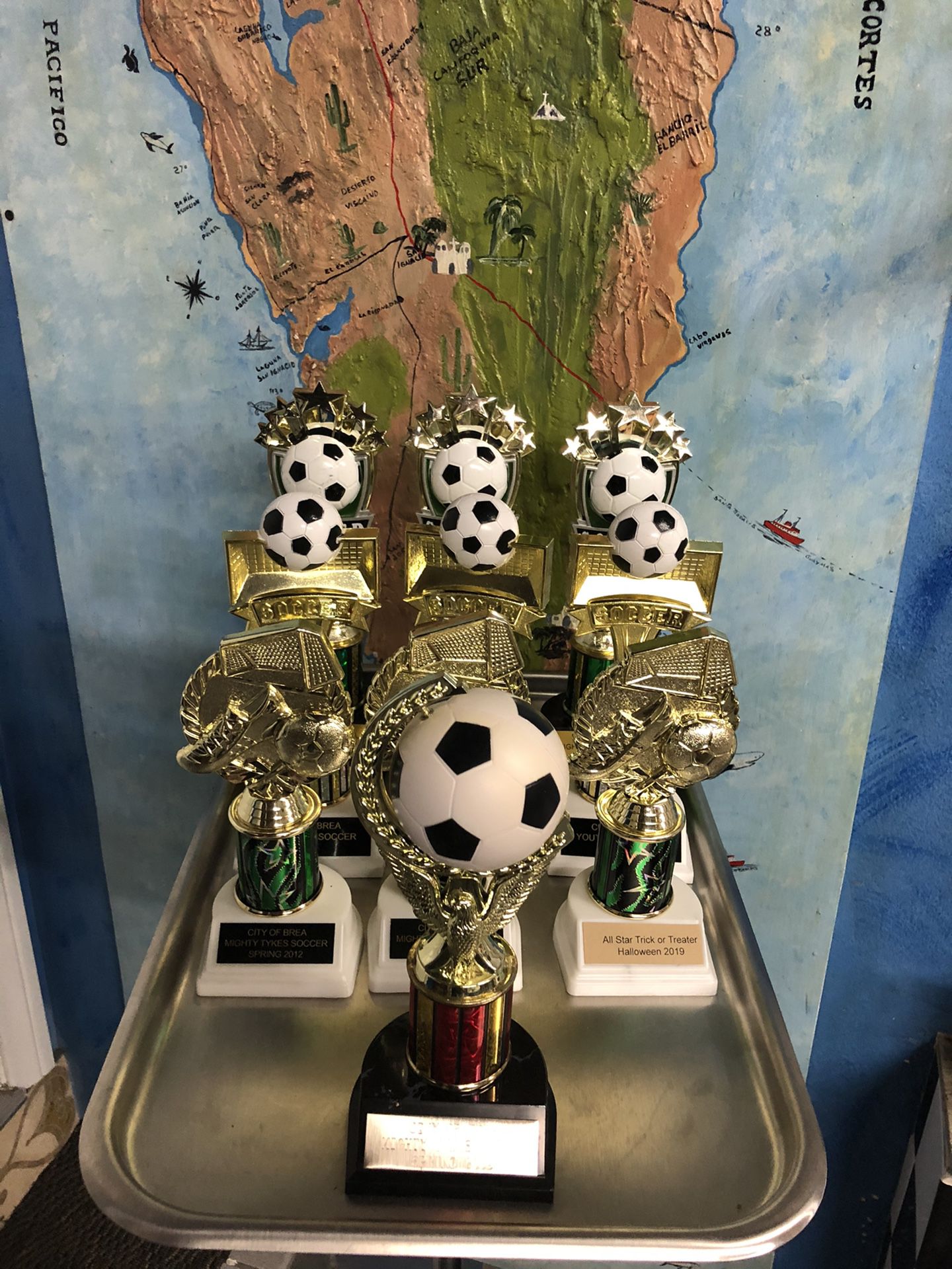 Soccer trophies lot of 10 mixed designs