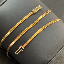 14K Gold 18.5” Herringbone Necklace Italy 7.77g Jewelry Chain 7 7g 18 Inch Yellow 14KT 14 K Collar/Cadeno De Oro