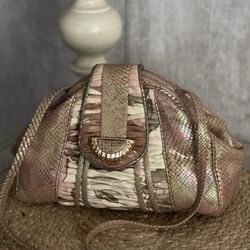 VTG Sharif Python Snakeskin Iridescent/Shimmering Framed Shoulder HandBag/Purse