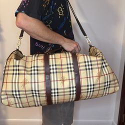 BURBERRY Haymarket Check Duffle Travel Bag