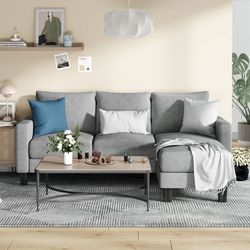 New Convertible Sectional Sofa Couch, Modern Linen Fabric L-Shaped Couch 3-Seat Sofa Sectional with Reversible Chaise for Small Living Room, Apartment