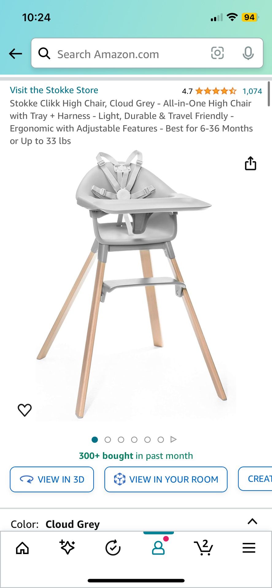 Stokke Clikk High Chair In Grey