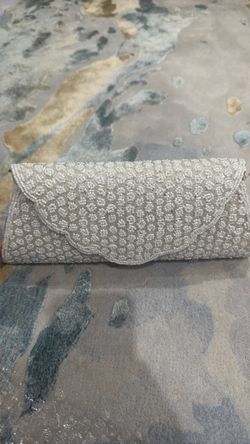 White Beaded Evening Clutch Bag