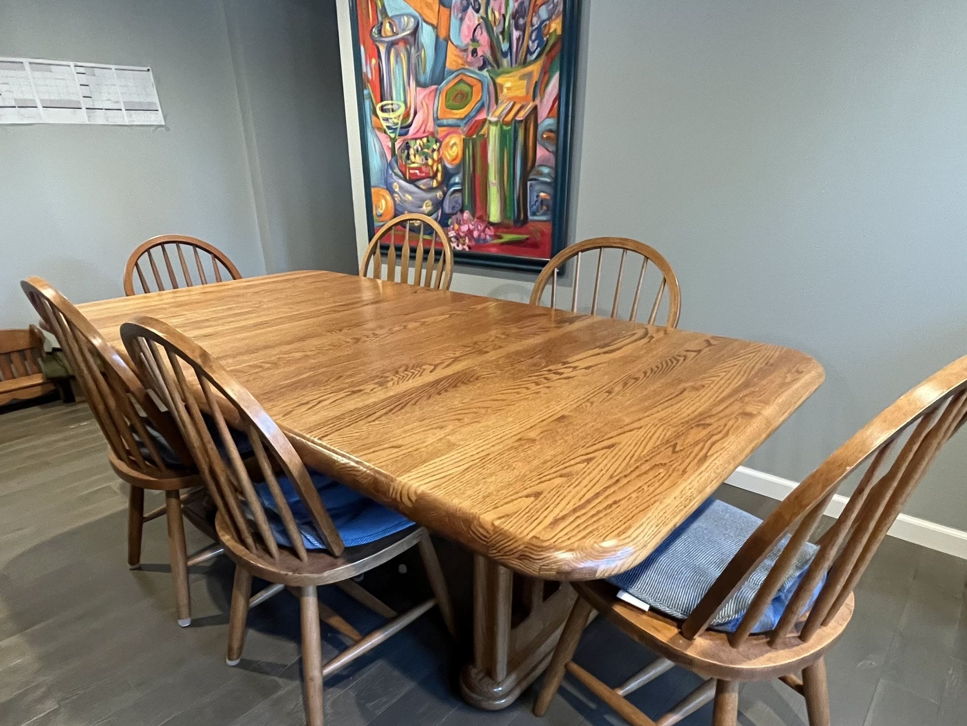 Expandable solid oak dining table 