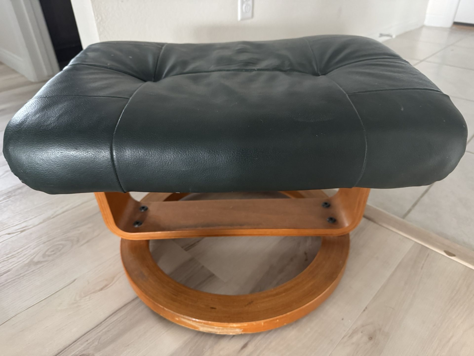 Green Leather Ottoman
