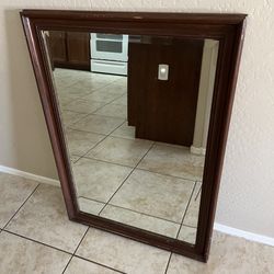 Vintage wood frame large vanity bathroom mirror