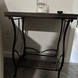 Wood And Metal Small Side Table 