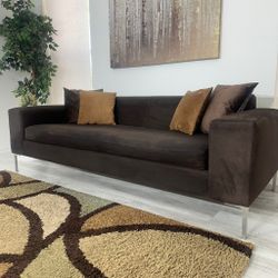 Couch Loveseats Brown Microfiber CB2- FREE DELIVERY 