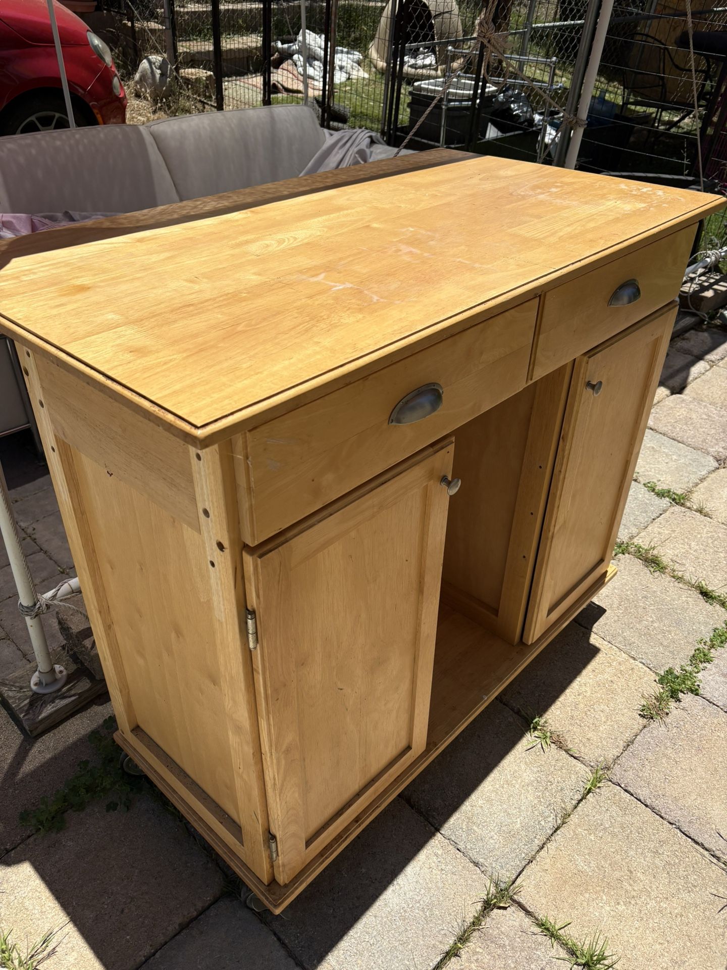 Rolling Kitchen Island Workstation Solid Pine