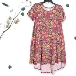 LulaRoe Raspberry & Multicolored Floral High Low Dress Wm XS