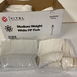 Box Of 1000 Plastic Spoon Forks Medium Weight